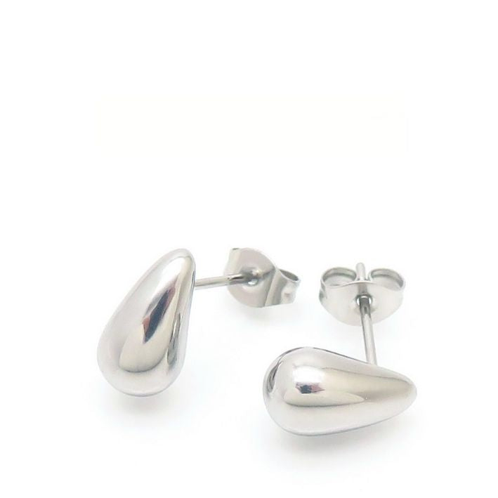 Drop Stud Earrings-White Gold