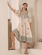 Palm Embroidered Boho Dress