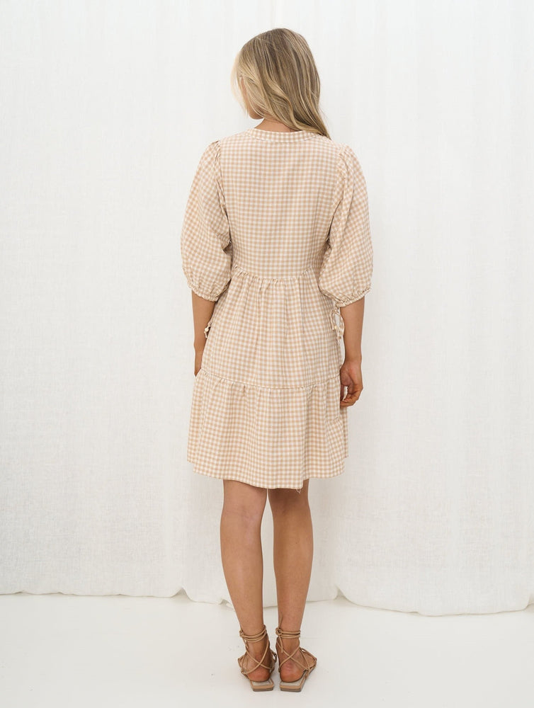 Gingham Natural Dress