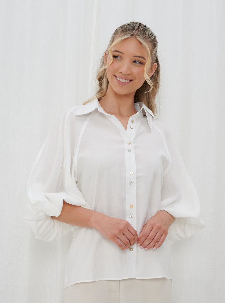 Double Collar White Blouse