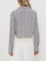 Linen Pinstripe Tie Up Top