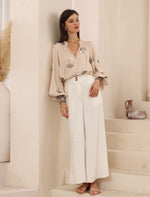 Palm Embroidered Top