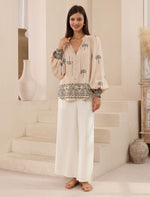 Palm Embroidered Top