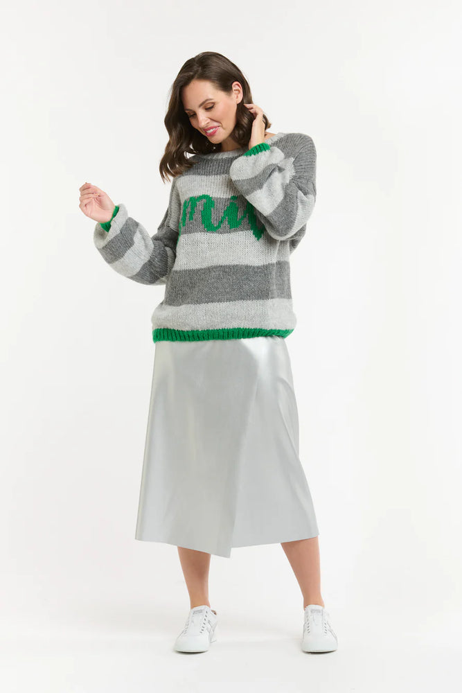 SMILE JUMPER - GREY/GREEN