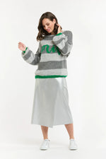 SMILE JUMPER - GREY/GREEN
