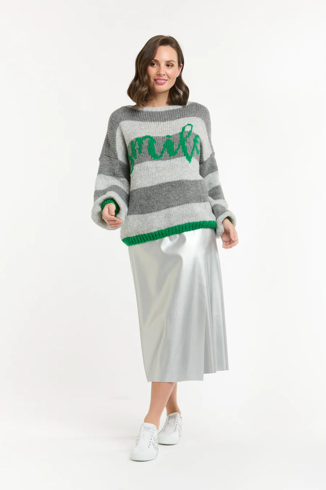 SMILE JUMPER - GREY/GREEN