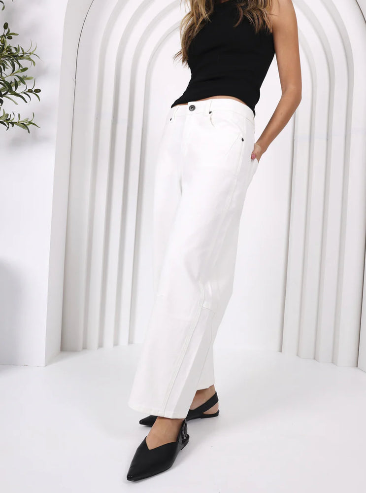 Toni Barrel Jeans - White Denim