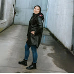 BILLIE RAIN COAT - BLACK/PURPLE FLUER