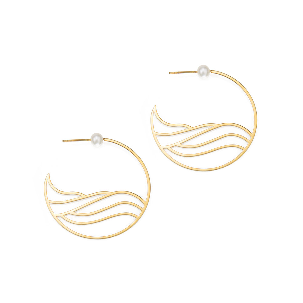 Walk on Water Hoop Earrings Gold