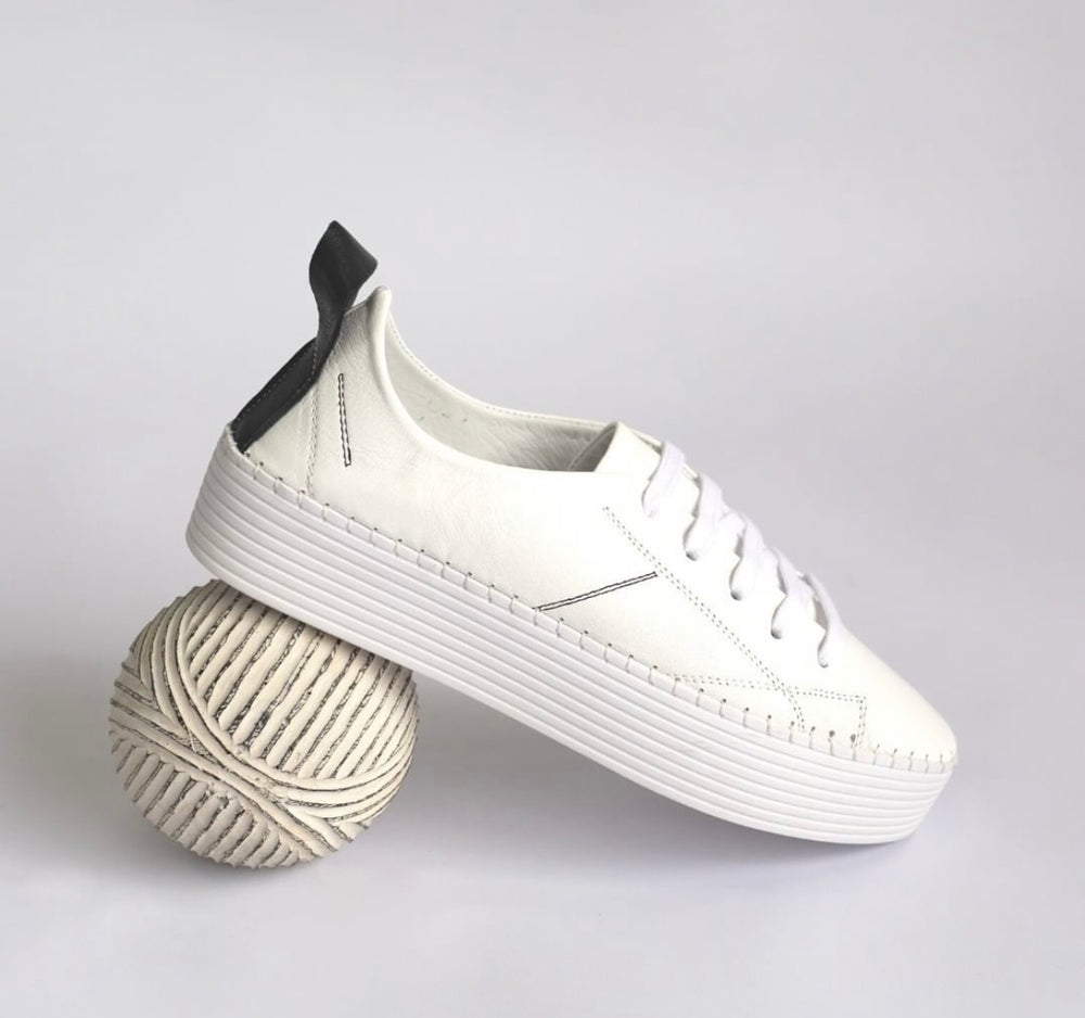 Sailor Padded White Leather Sneakers