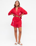 Coco Palm Short Shirt Set Red/Pink