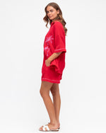 Coco Palm Short Shirt Set Red/Pink