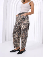 Leo Barrel Jeans - Animal Print Denim