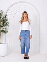 Toni Barrel Jeans - Blue Ladies Denim Jeans- INK