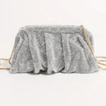 Lux Formal Diamante Slouch Clutch- Diamante/Silver