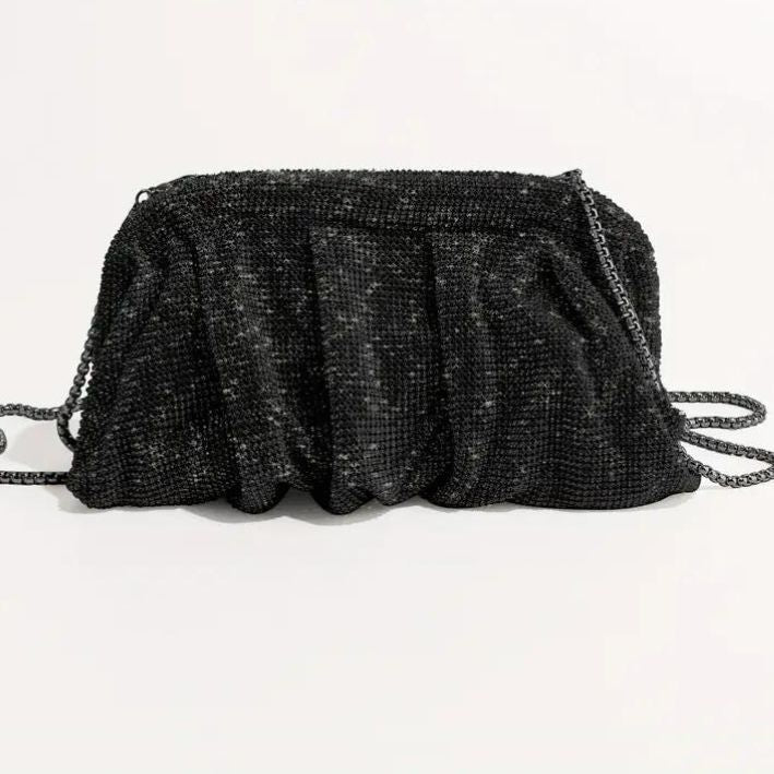 Lux Formal Diamante Slouch Clutch- Diamante/Silver