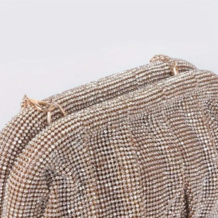 Lux Formal Diamante Slouch Clutch- Diamante/Silver