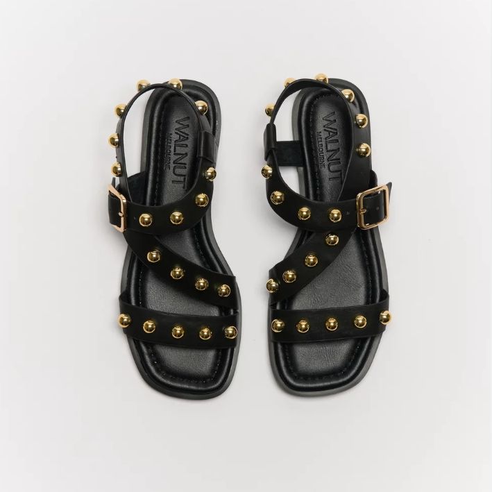 Leather Walnut Reid Sandals- Black