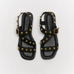 Leather Walnut Reid Sandals- Black