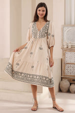 Palm Embroidered Boho Dress