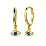 Evil Eye Huggies-Gold Diamante & Blue Glass