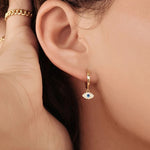 Evil Eye Huggies-Gold Diamante & Blue Glass