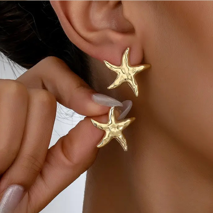 Star Stud Earrings-Gold