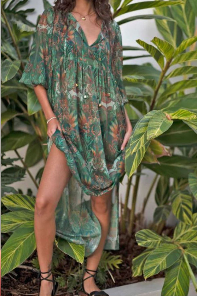 VIDA DE FIESTA MAXI KAFTAN DRESS | Floral Maxi Dress