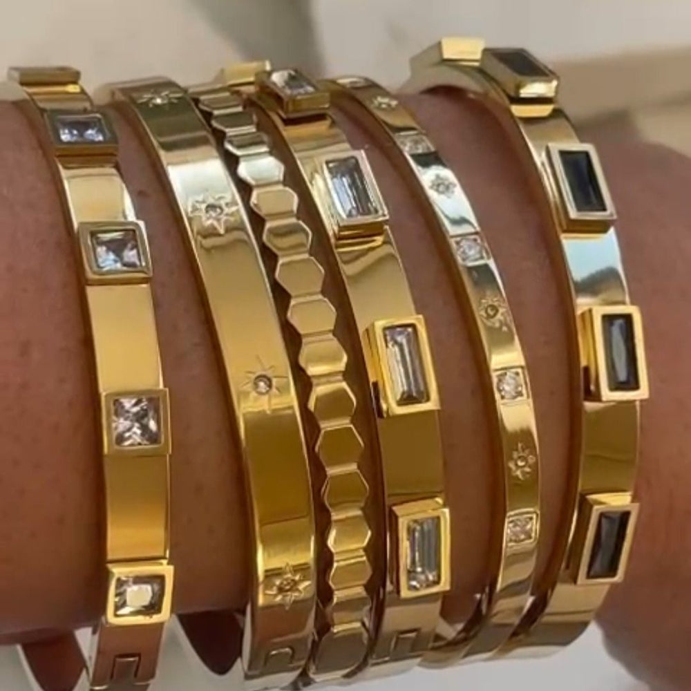 18K Plated Swarovski Crystal Bangle Cuff Diamante