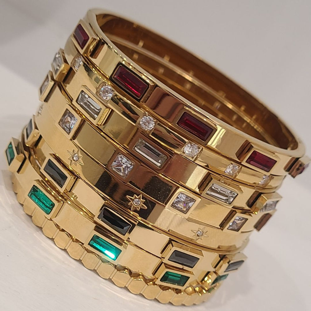 18K Plated Swarovski Crystal Bangle Cuff Diamante