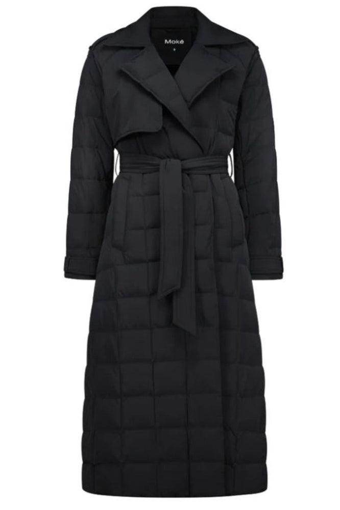 Maisey Stretch Down Trench Coat- Black