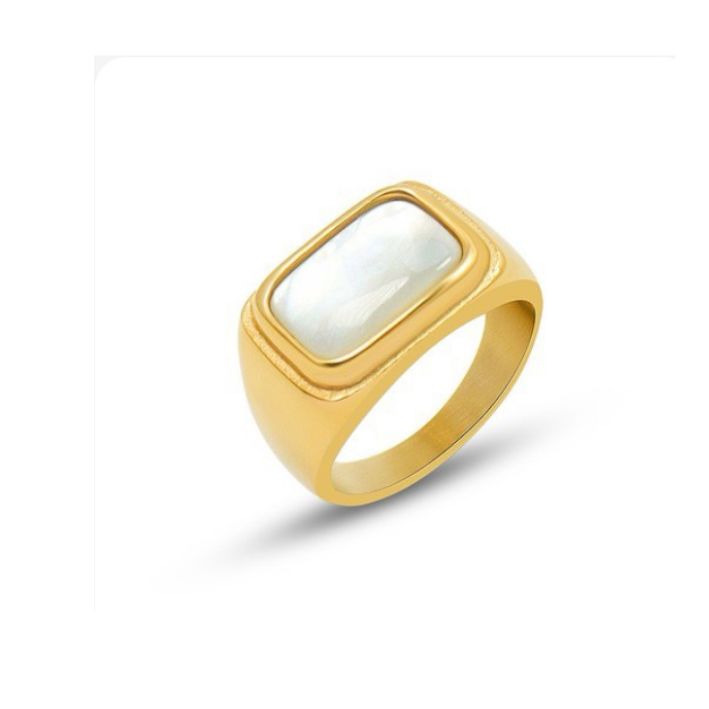 Mother of Pearl Ring Gold- Size 8