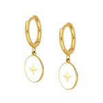 White Star Huggie Earrings Gold