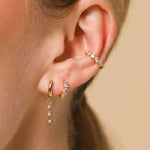 Drop Diamante Huggie Earrings Gold
