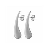 Long Drop Stud Earrings-White Gold