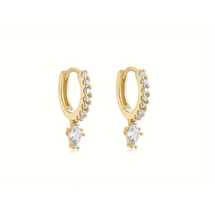 Lux Huggie Diamante Earrings-Gold 18KP