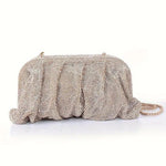 Lux Formal Diamante Slouch Clutch- Diamante/Silver