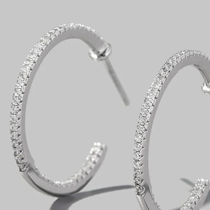 Lux Hoop Diamante Earrings- SS925 Silver