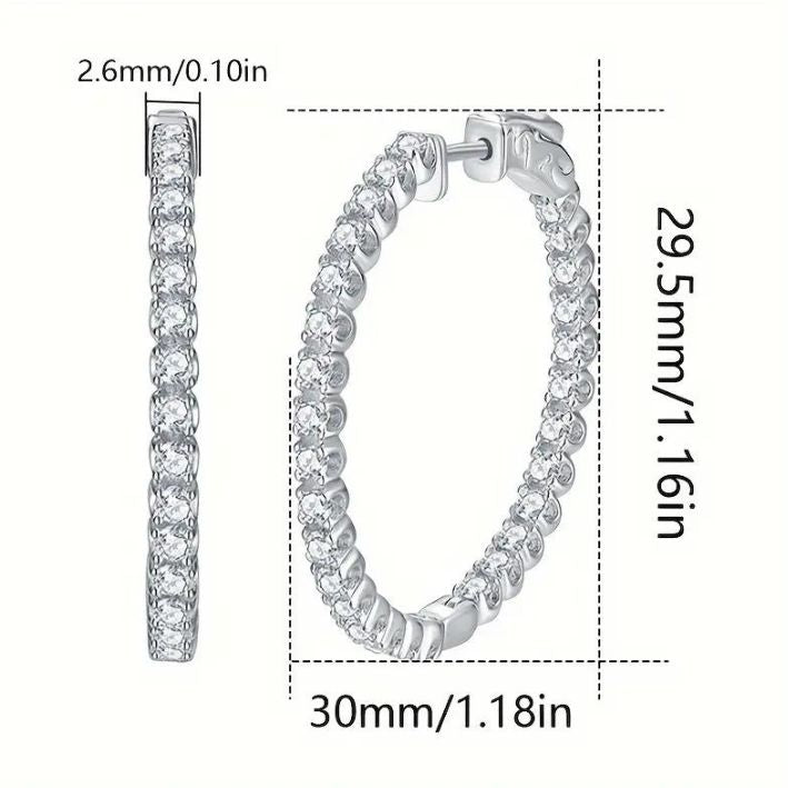 Lux Hoop Diamante Earrings- SS925 Silver