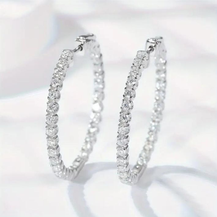 Lux Hoop Diamante Earrings- SS925 Silver