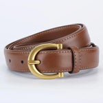 Leather Buckle Adjustable Belt- Tan