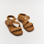 Leather Walnut Reid Sandals- Black