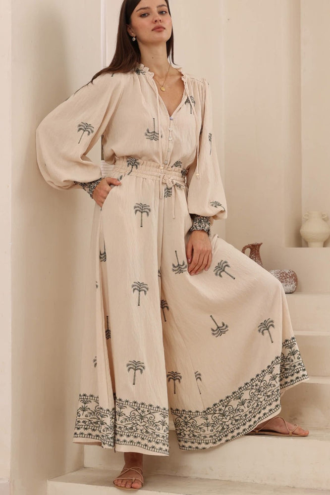 Palm Embroidered Pant