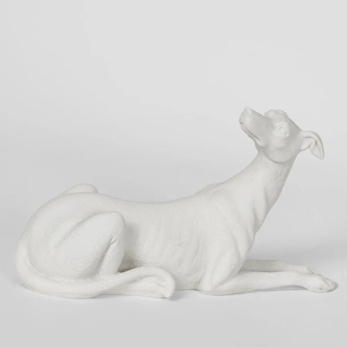 Dog Greyhound Sculpture PAIR - White