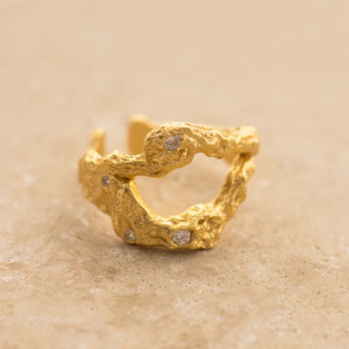 S95 Gold Plated Sterling Silver Ring- Crushed Gold Style2
