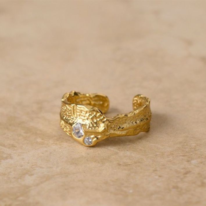 S95 Gold Plated Sterling Silver Ring- Crushed Gold