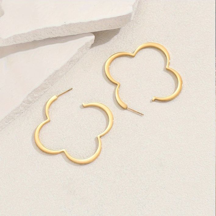 Lucky Hoop Earrings- 14K Plated Gold 50mm