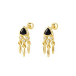Tassel Studded Earrings - Gold/Black