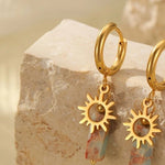 Huggie Natural Stone Earrings 2- Gold