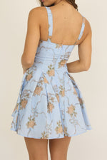 Baby Blue Foral Midi Cocktail Dress